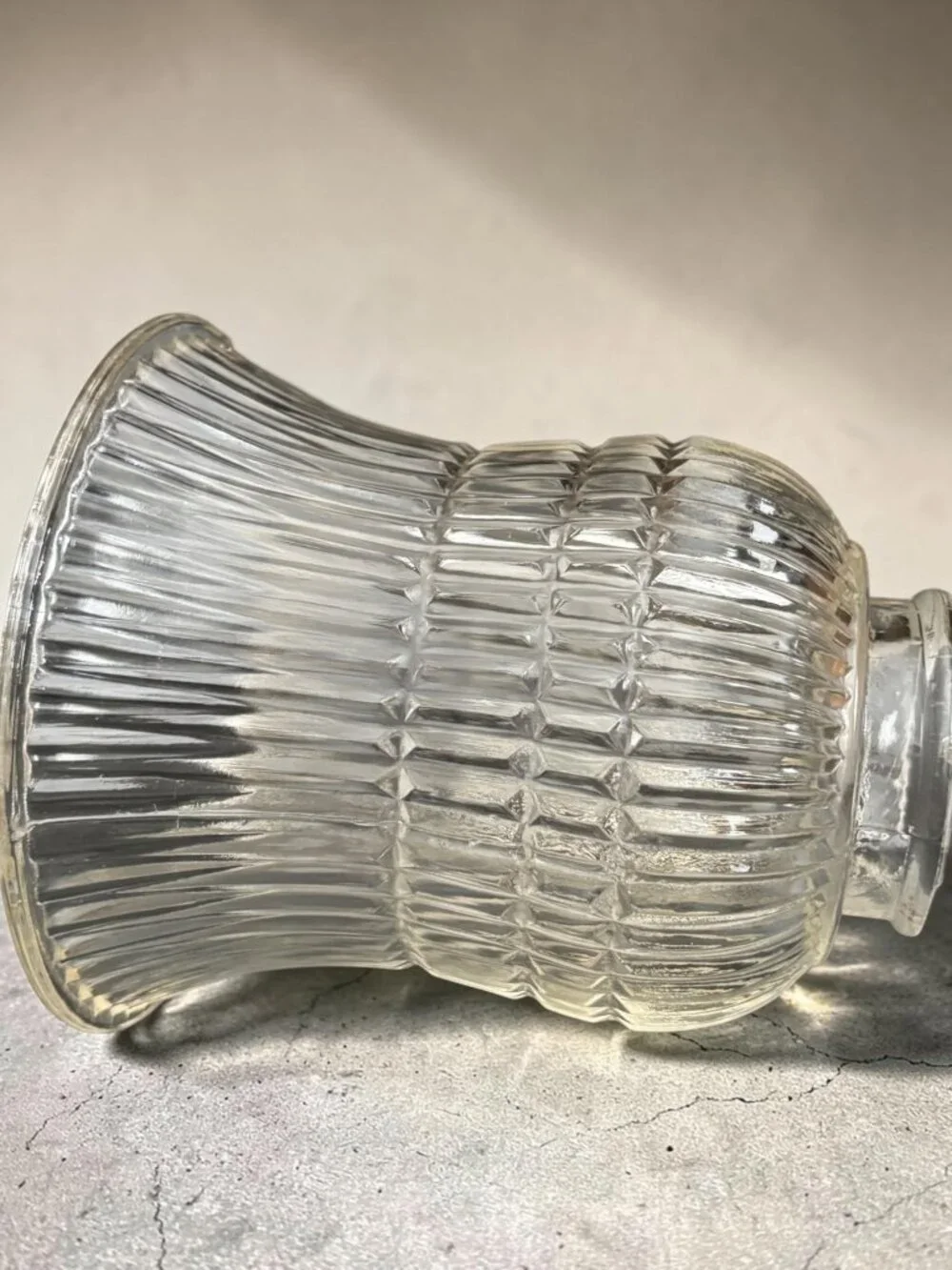 Vintage Clear Ribbed Glass Lamp Shade With Flared Design